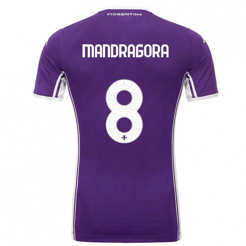 Danxen Mujer Camiseta Rolando Mandragora #8 Púrpura Blanco 1ª Equipación 2025/26 La Camisa México