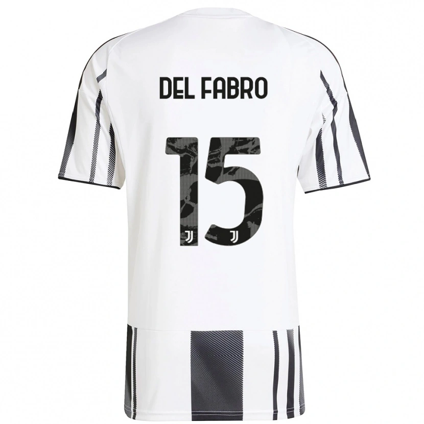 Danxen Mujer Camiseta Jacopo Del Fabro #15 Blanco Negro 1ª Equipación 2025/26 La Camisa México