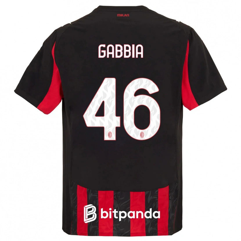Danxen Mujer Camiseta Matteo Gabbia #46 Rojo Negro 1ª Equipación 2025/26 La Camisa México