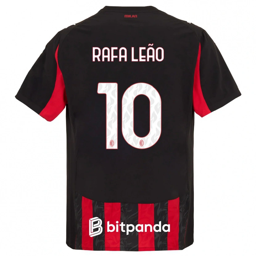 Danxen Mujer Camiseta Rafael Leão #10 Rojo Negro 1ª Equipación 2025/26 La Camisa México