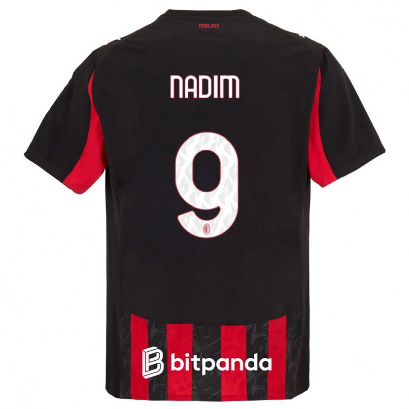 Danxen Mujer Camiseta Nadia Nadim #9 Rojo Negro 1ª Equipación 2025/26 La Camisa México