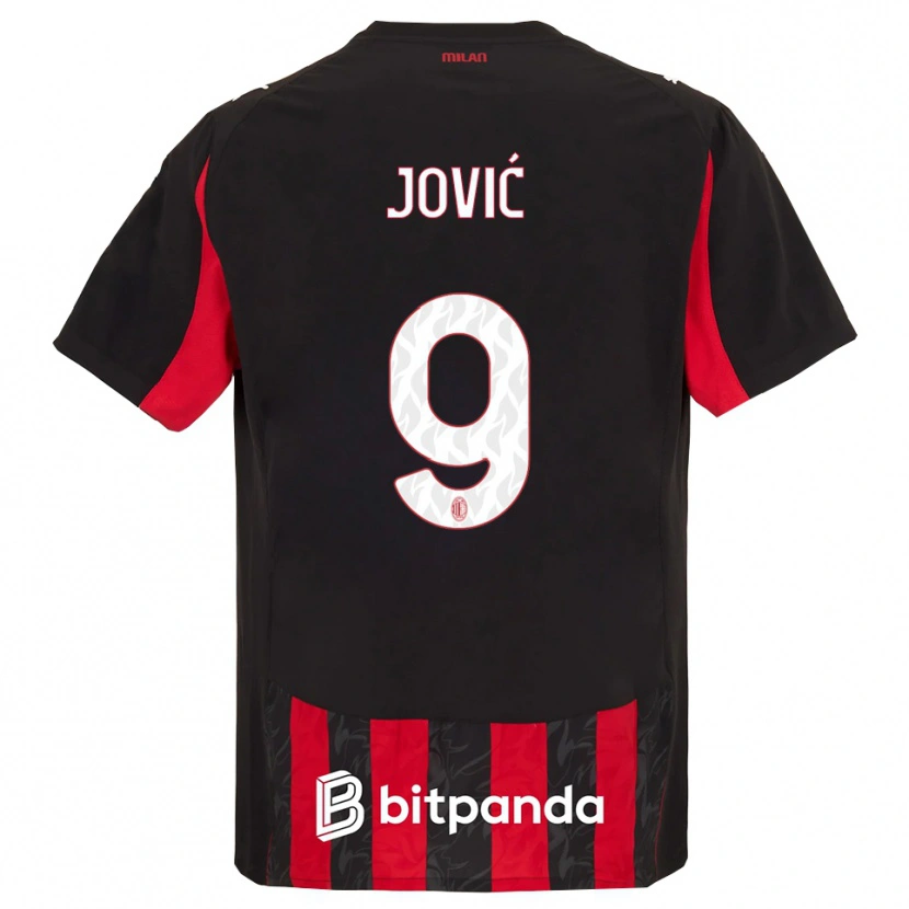 Danxen Mujer Camiseta Luka Jovic #9 Rojo Negro 1ª Equipación 2025/26 La Camisa México