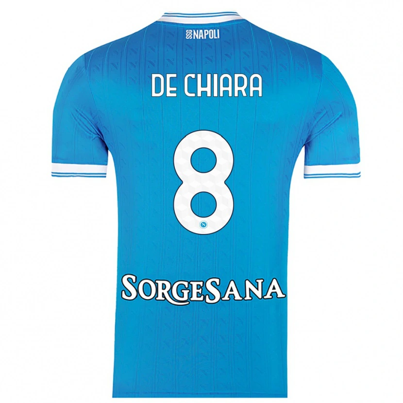 Danxen Mujer Camiseta Emmanuele De Chiara #8 Azul Cielo Blanco 1ª Equipación 2025/26 La Camisa México