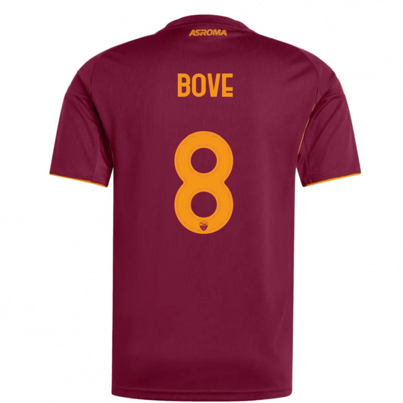 Danxen Mujer Camiseta Edoardo Bove #8 Borgoña Naranja 1ª Equipación 2025/26 La Camisa México