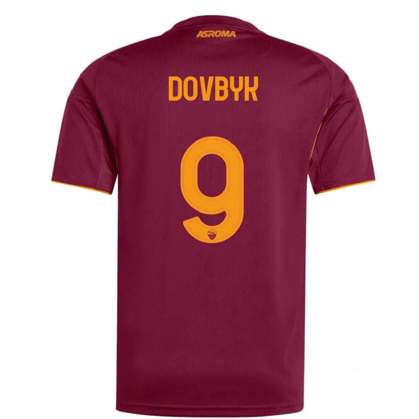 Danxen Mujer Camiseta Artem Dovbyk #9 Borgoña Naranja 1ª Equipación 2025/26 La Camisa México