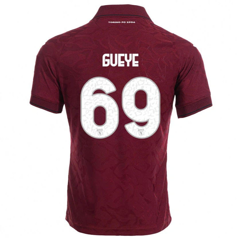Danxen Mujer Camiseta Ousmane Gueye #69 Borgoña Blanco 1ª Equipación 2025/26 La Camisa México