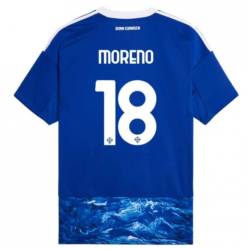 Danxen Mujer Camiseta Alberto Moreno #18 Azul Blanco 1ª Equipación 2025/26 La Camisa México
