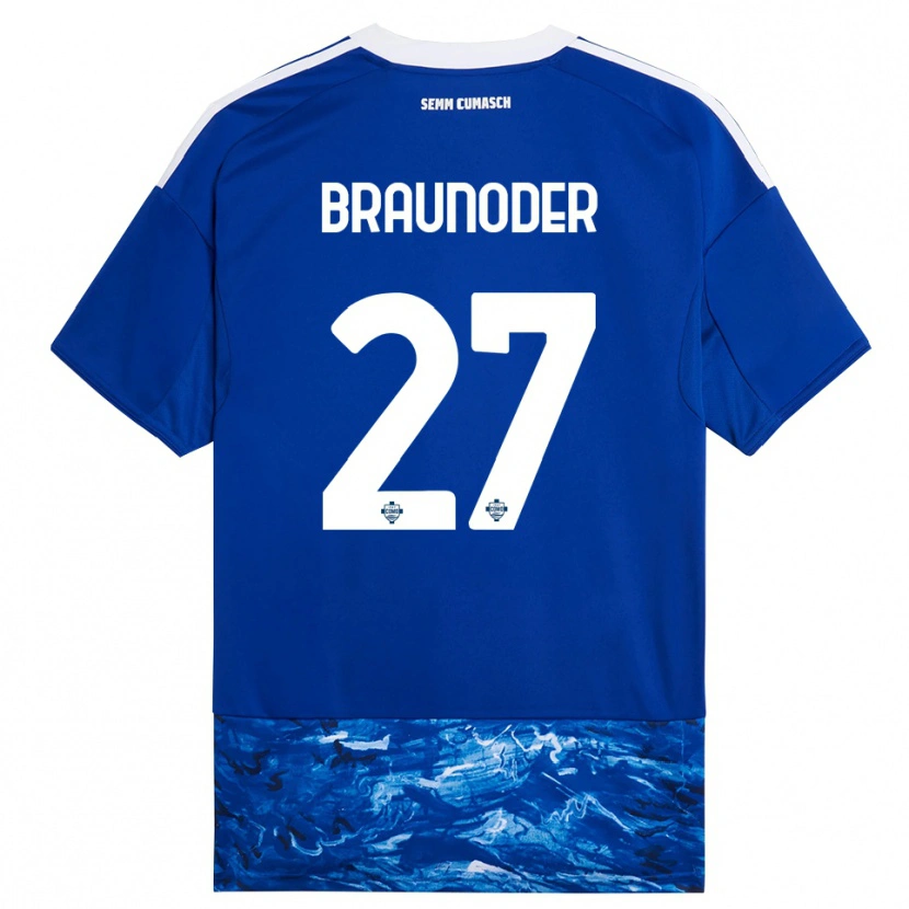 Danxen Mujer Camiseta Matthias Braunöder #27 Azul Blanco 1ª Equipación 2025/26 La Camisa México