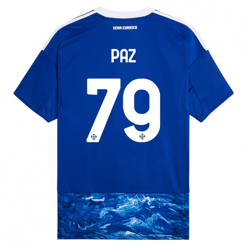 Danxen Mujer Camiseta Nico Paz #79 Azul Blanco 1ª Equipación 2025/26 La Camisa México