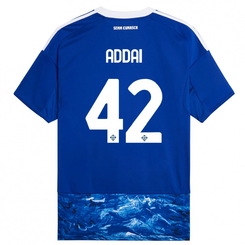 Danxen Mujer Camiseta Jayden Addai #42 Azul Blanco 1ª Equipación 2025/26 La Camisa México
