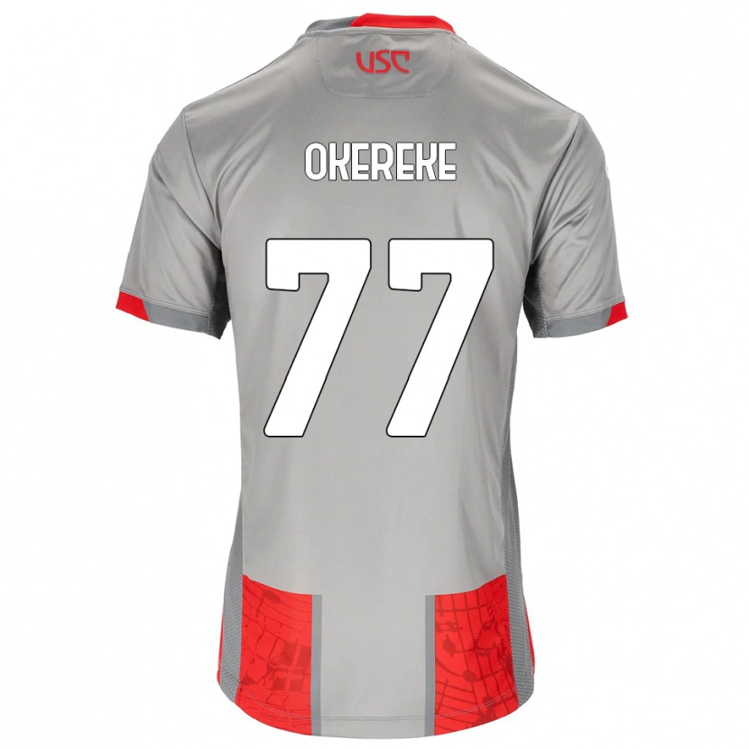 Danxen Mujer Camiseta David Okereke #77 Rojo Gris 1ª Equipación 2025/26 La Camisa México
