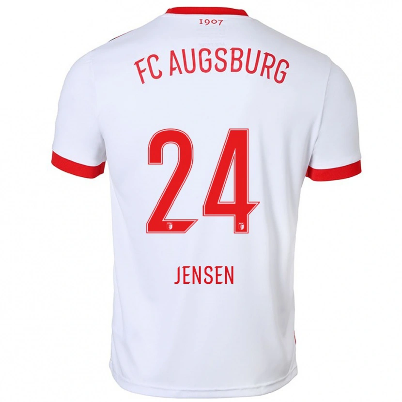 Danxen Mujer Camiseta Fredrik Jensen #24 Blanco Rojo 1ª Equipación 2025/26 La Camisa México