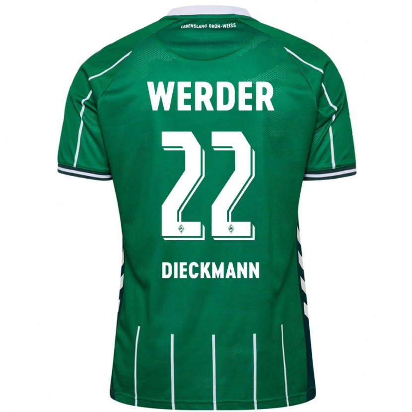Danxen Mujer Camiseta Rieke Dieckmann #22 Verde Blanco 1ª Equipación 2025/26 La Camisa México