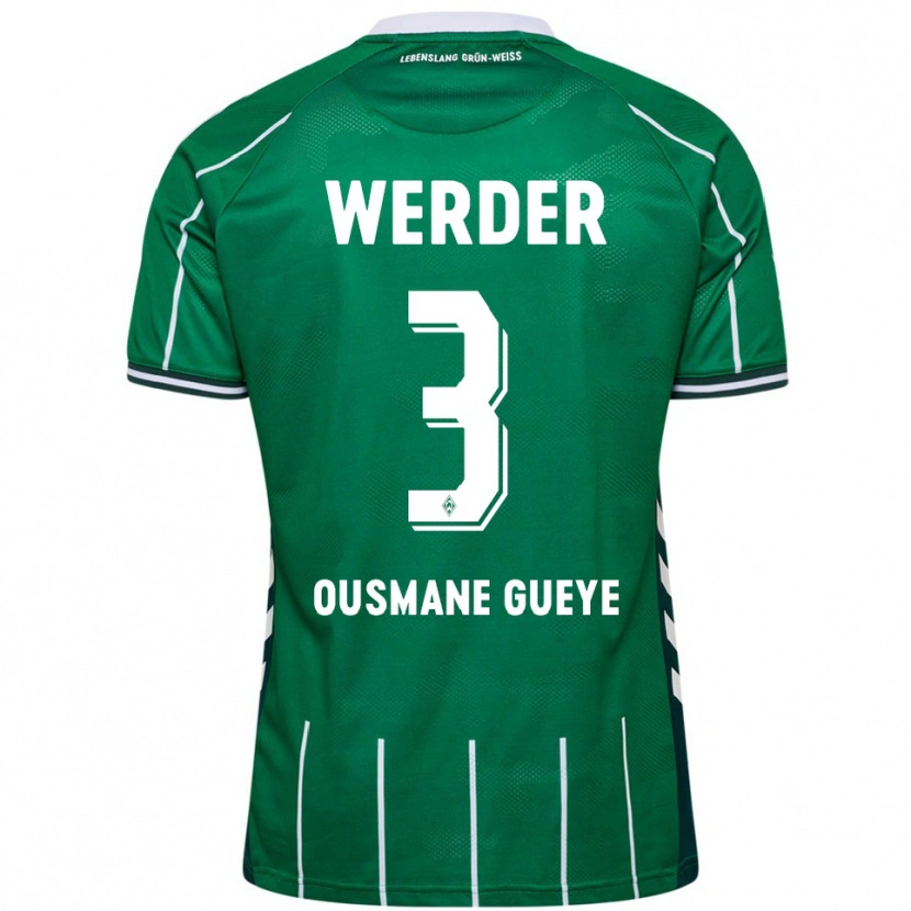 Danxen Mujer Camiseta Papa Ousmane Gueye #3 Verde Blanco 1ª Equipación 2025/26 La Camisa México