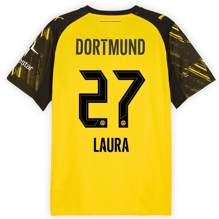Danxen Mujer Camiseta Van Der Heijden Laura #27 Amarillo Negro 1ª Equipación 2025/26 La Camisa México