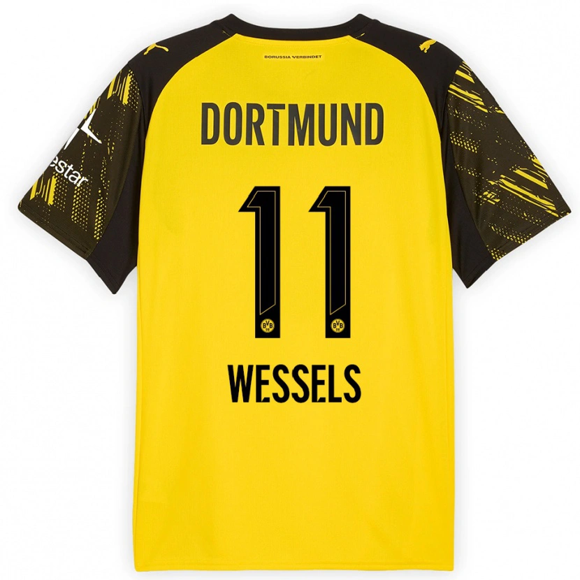 Danxen Mujer Camiseta Arne Wessels #11 Amarillo Negro 1ª Equipación 2025/26 La Camisa México