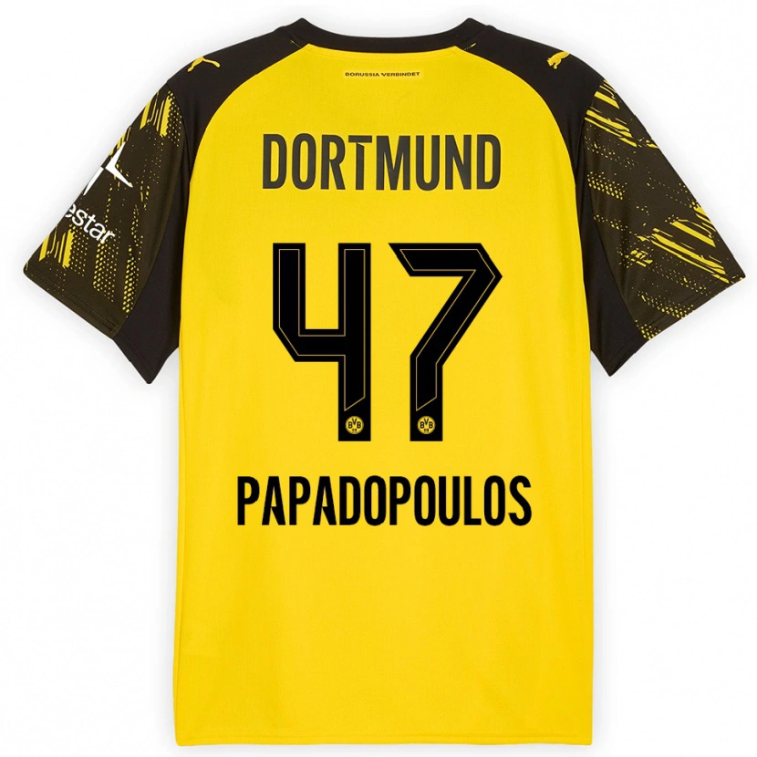 Danxen Mujer Camiseta Antonios Papadopoulos #47 Amarillo Negro 1ª Equipación 2025/26 La Camisa México
