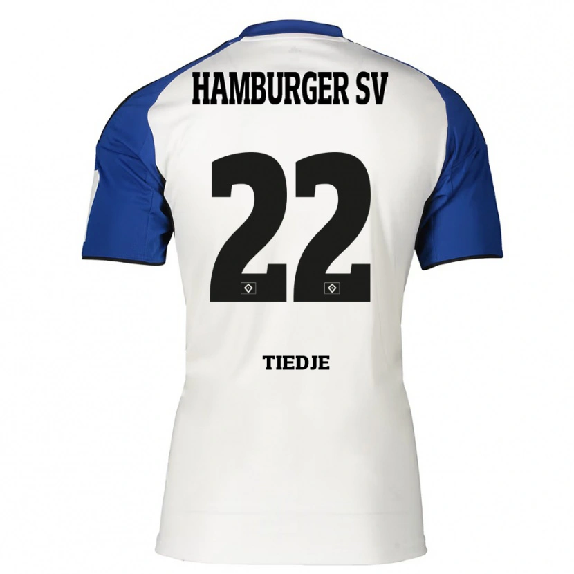 Danxen Mujer Camiseta Patrick Tiedje #22 Blanco Azul 1ª Equipación 2025/26 La Camisa México