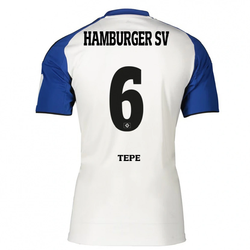 Danxen Mujer Camiseta Niklas Tepe #6 Blanco Azul 1ª Equipación 2025/26 La Camisa México