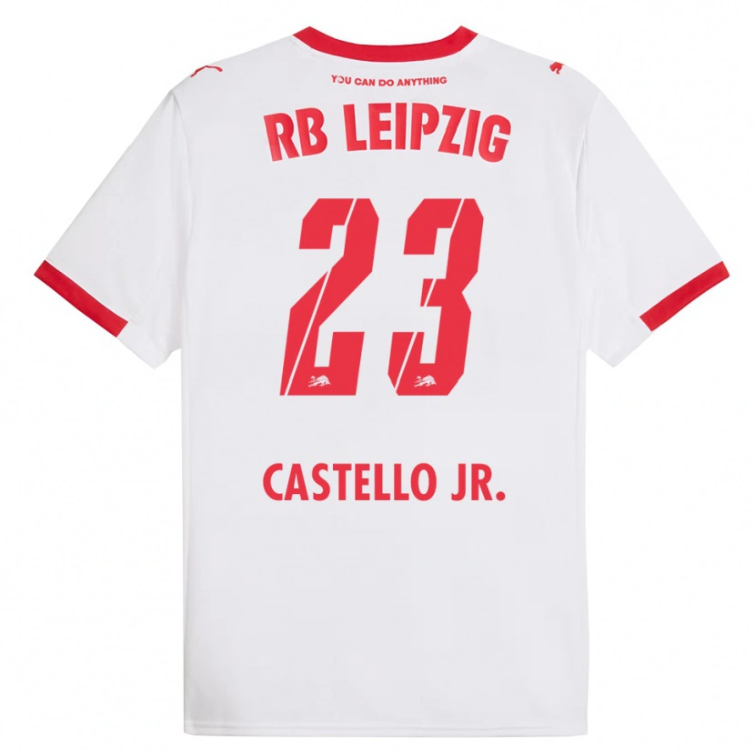 Danxen Mujer Camiseta Castello Lukeba #23 Blanco Rojo 1ª Equipación 2025/26 La Camisa México