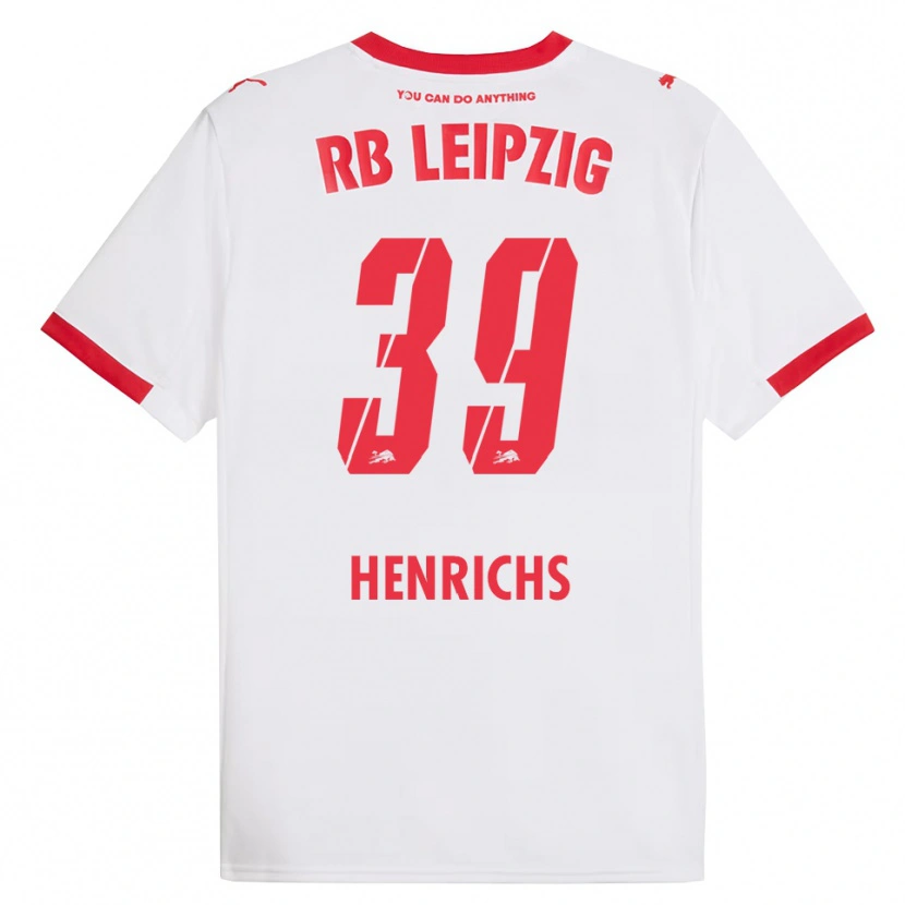 Danxen Mujer Camiseta Benjamin Henrichs #39 Blanco Rojo 1ª Equipación 2025/26 La Camisa México