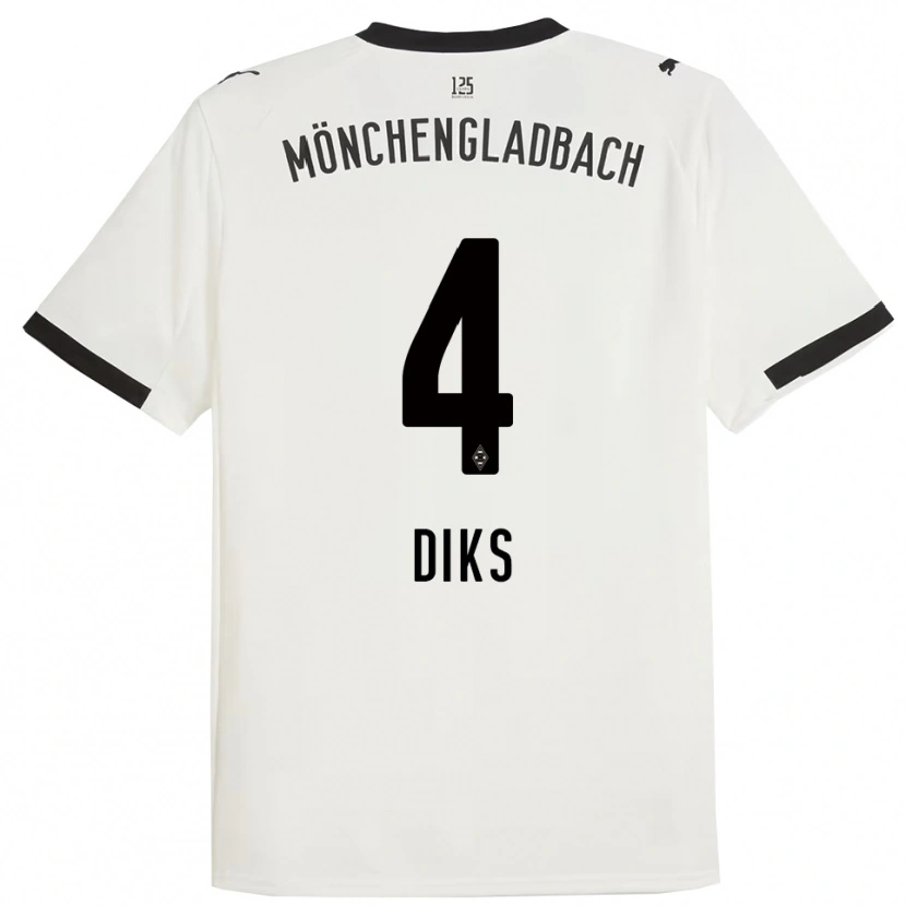 Danxen Mujer Camiseta Kevin Diks #4 Blanco Negro 1ª Equipación 2025/26 La Camisa México