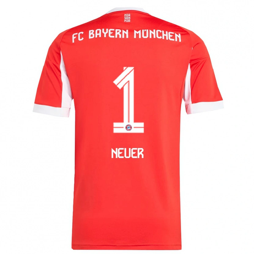 Danxen Mujer Camiseta Manuel Neuer #1 Rojo Blanco 1ª Equipación 2025/26 La Camisa México