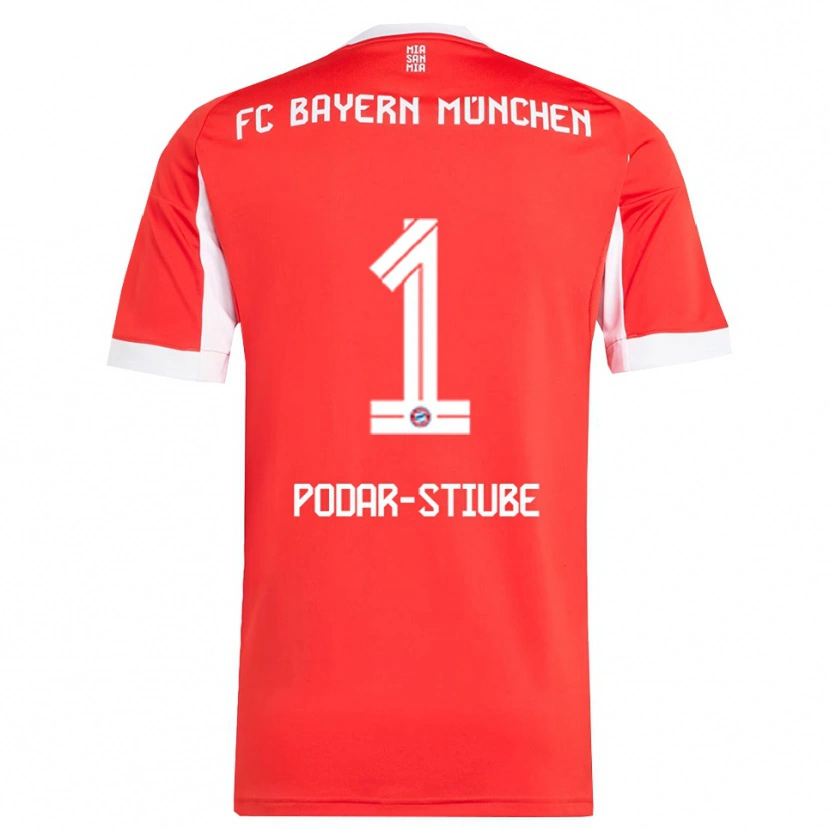 Danxen Mujer Camiseta David Podar-Stiube #1 Rojo Blanco 1ª Equipación 2025/26 La Camisa México
