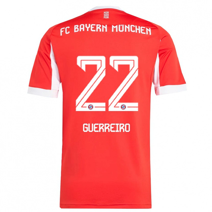 Danxen Mujer Camiseta Raphaël Guerreiro #22 Rojo Blanco 1ª Equipación 2025/26 La Camisa México