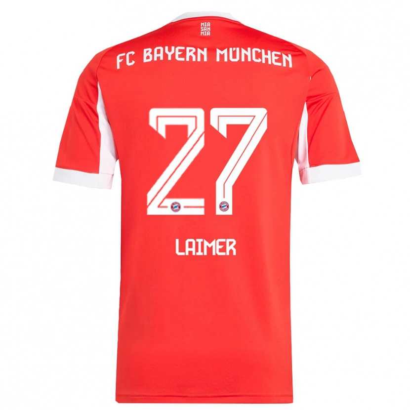 Danxen Mujer Camiseta Konrad Laimer #27 Rojo Blanco 1ª Equipación 2025/26 La Camisa México