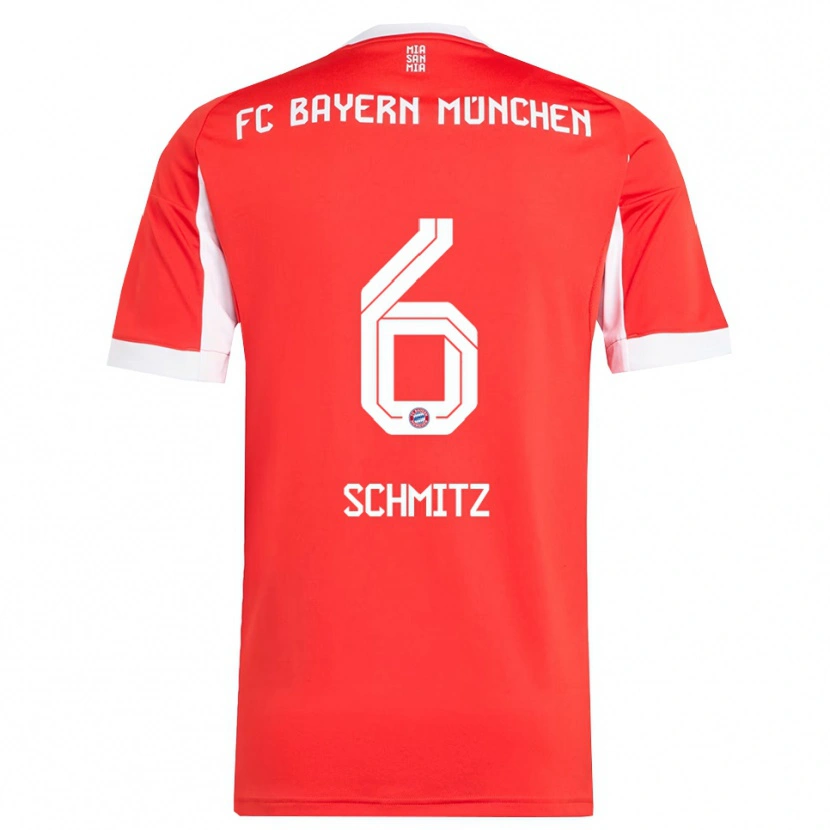 Danxen Mujer Camiseta Benno Schmitz #6 Rojo Blanco 1ª Equipación 2025/26 La Camisa México