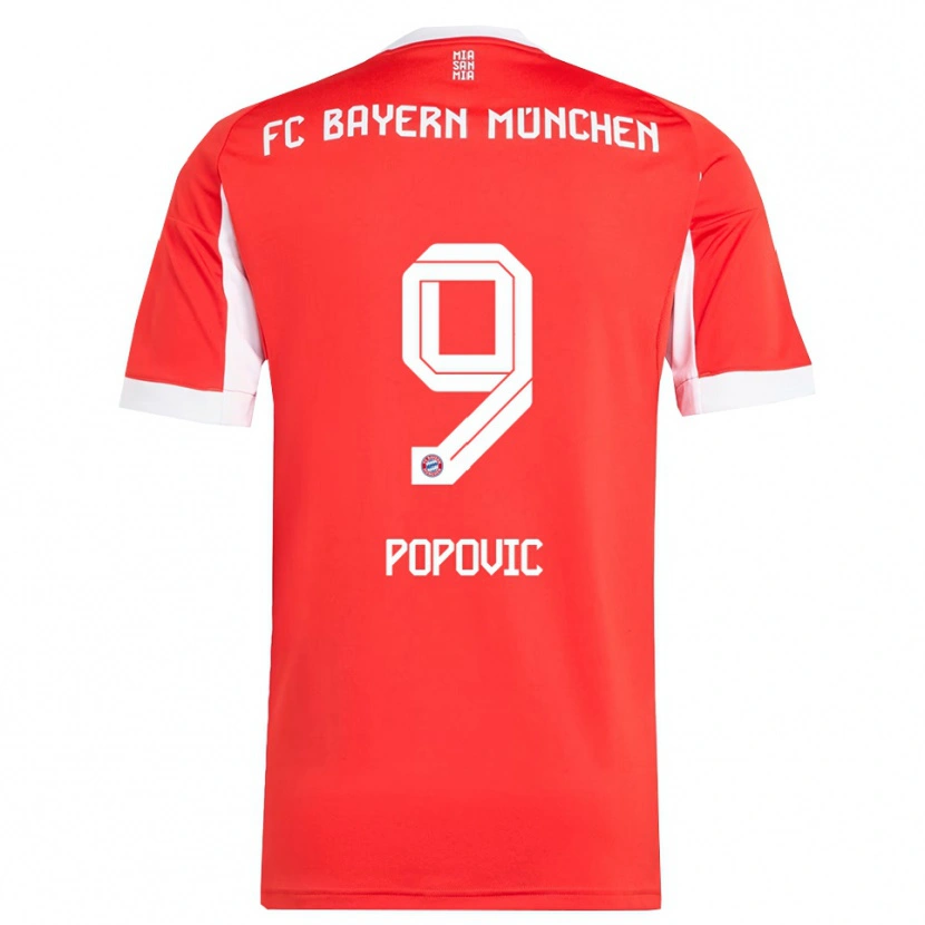 Danxen Mujer Camiseta Marko Popovic #9 Rojo Blanco 1ª Equipación 2025/26 La Camisa México
