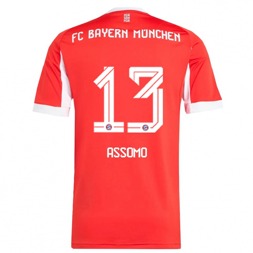 Danxen Mujer Camiseta Bastian Assomo #13 Rojo Blanco 1ª Equipación 2025/26 La Camisa México