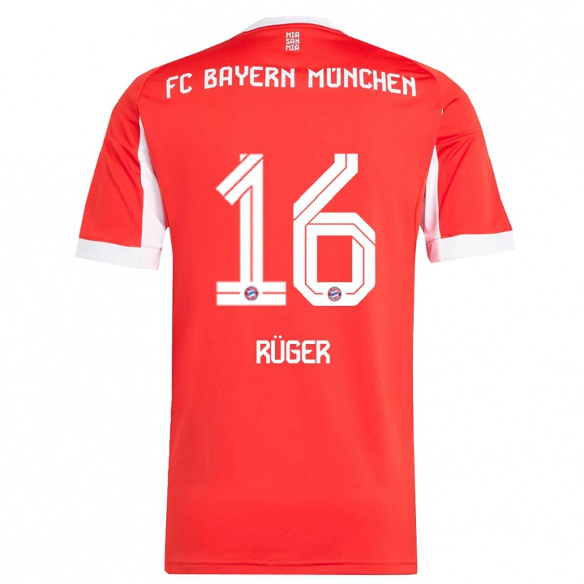 Danxen Mujer Camiseta Kurt Rüger #16 Rojo Blanco 1ª Equipación 2025/26 La Camisa México