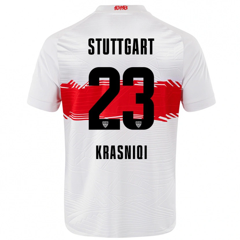Danxen Mujer Camiseta Elton Krasniqi #23 Blanco Rojo 1ª Equipación 2025/26 La Camisa México