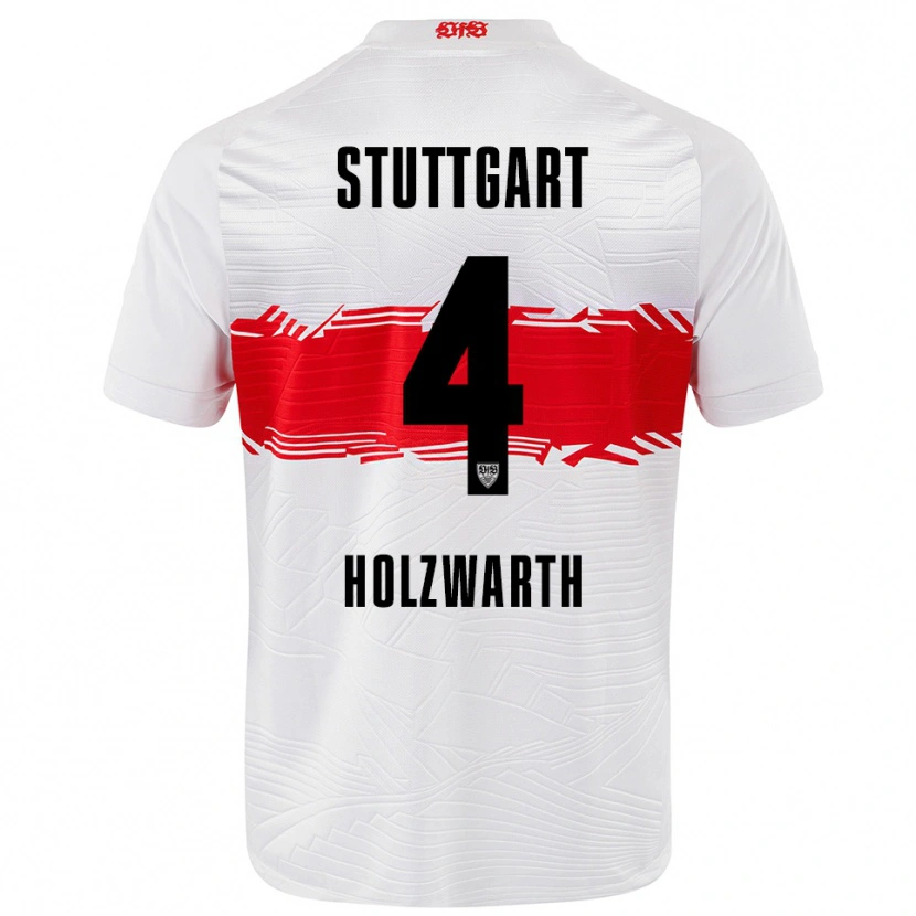 Danxen Mujer Camiseta Luc Holzwarth #4 Blanco Rojo 1ª Equipación 2025/26 La Camisa México