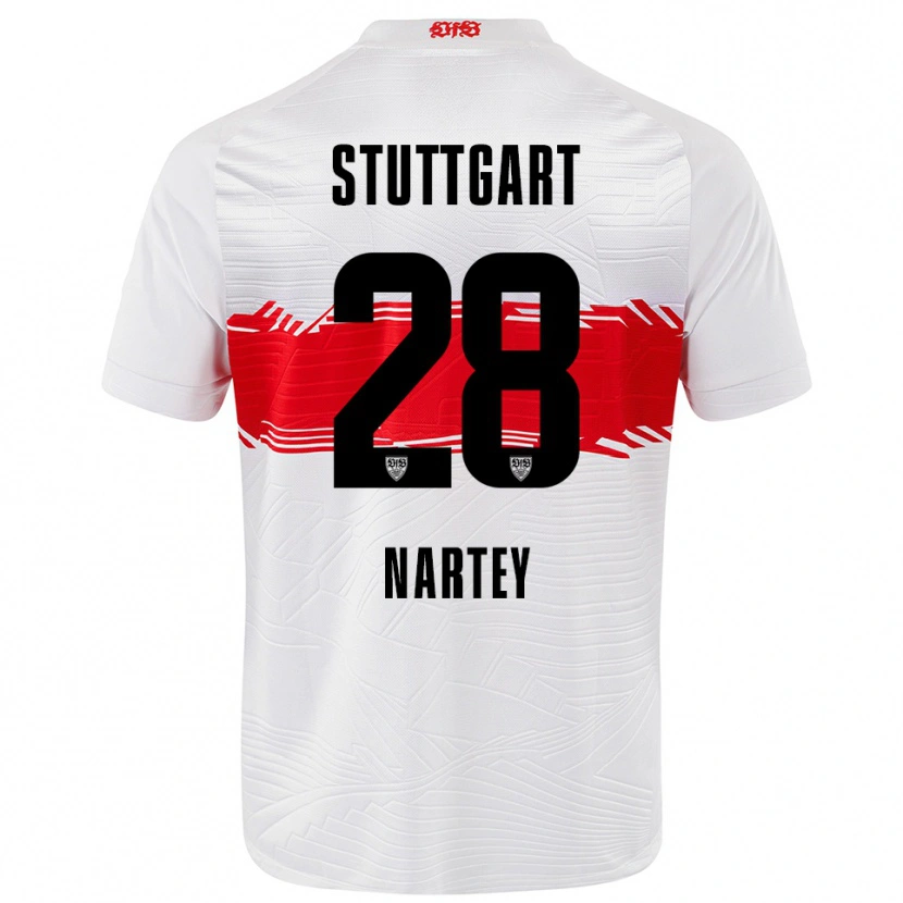 Danxen Mujer Camiseta Nikolas Nartey #28 Blanco Rojo 1ª Equipación 2025/26 La Camisa México