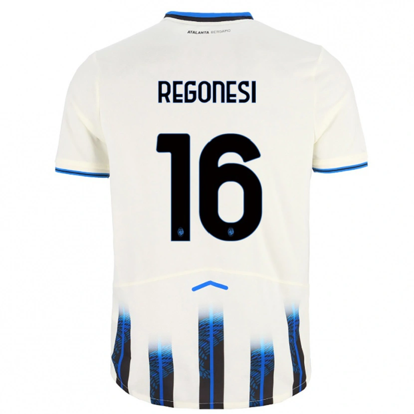 Danxen Mujer Camiseta Nicolò Regonesi #16 Blanco Azul 2ª Equipación 2025/26 La Camisa México