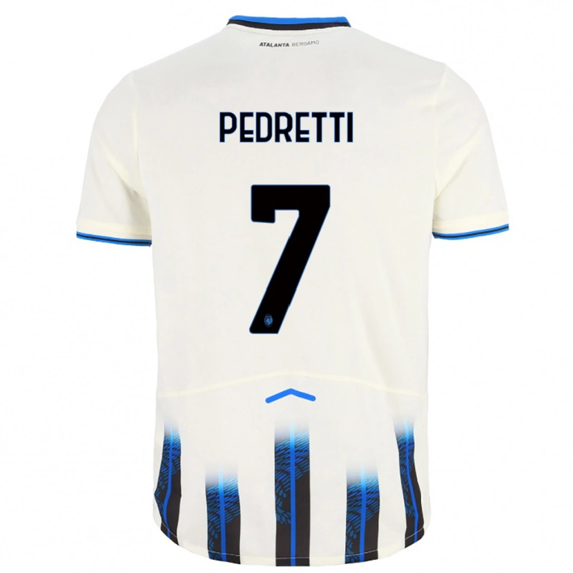 Danxen Mujer Camiseta Mattia Pedretti #7 Blanco Azul 2ª Equipación 2025/26 La Camisa México