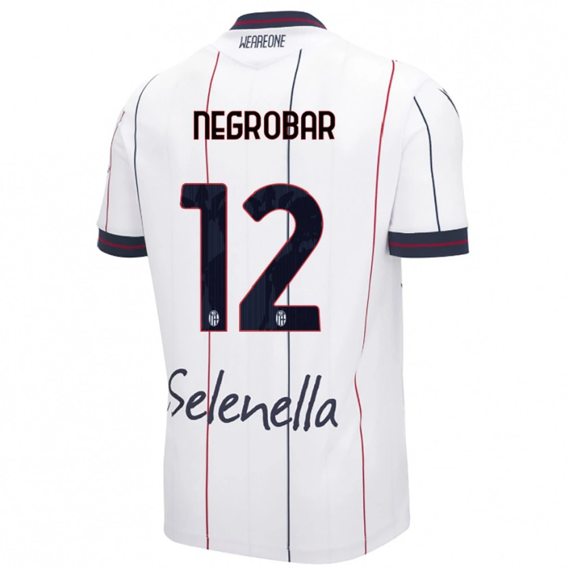 Danxen Mujer Camiseta Lucas Negrobar #12 Blanco Azul Real 2ª Equipación 2025/26 La Camisa México