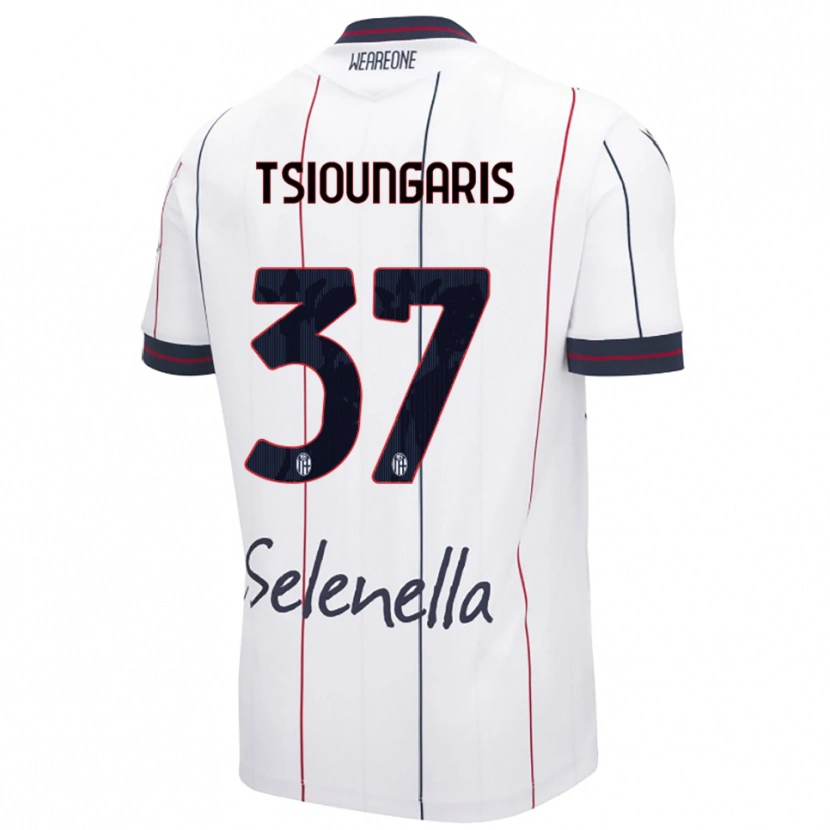 Danxen Mujer Camiseta Theodoros Tsioungaris #37 Blanco Azul Real 2ª Equipación 2025/26 La Camisa México