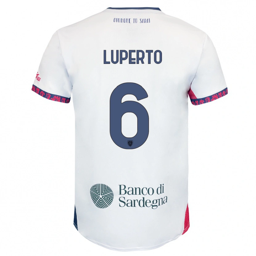 Danxen Mujer Camiseta Sebastiano Luperto #6 Blanco Marino Rojo 2ª Equipación 2025/26 La Camisa México