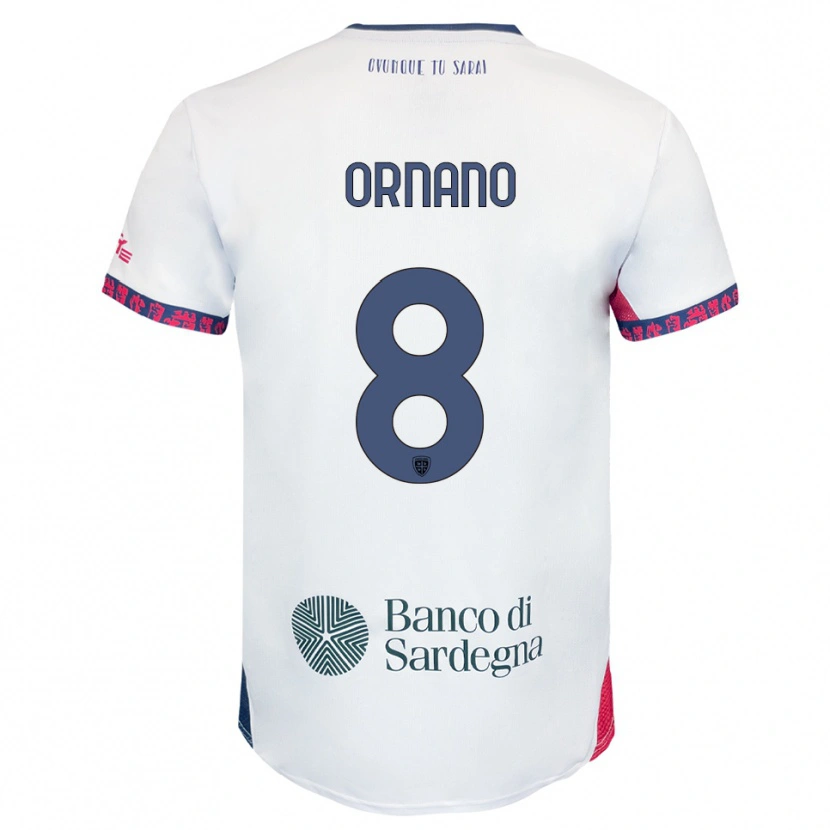 Danxen Mujer Camiseta Marco Ornano #8 Blanco Marino Rojo 2ª Equipación 2025/26 La Camisa México