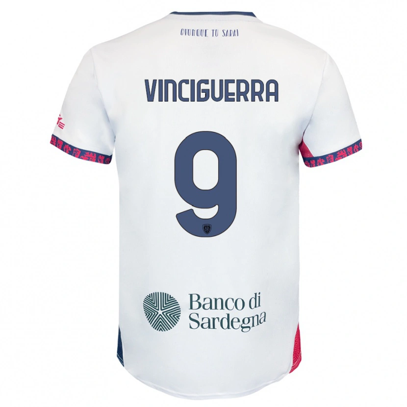 Danxen Mujer Camiseta Alessandro Vinciguerra #9 Blanco Marino Rojo 2ª Equipación 2025/26 La Camisa México