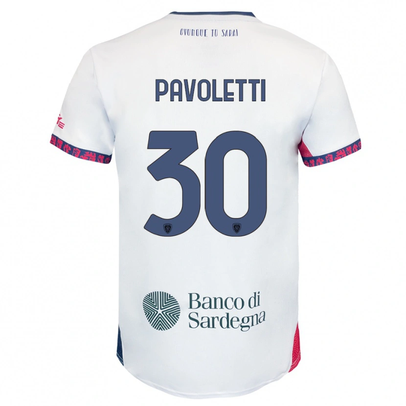 Danxen Mujer Camiseta Leonardo Pavoletti #30 Blanco Marino Rojo 2ª Equipación 2025/26 La Camisa México