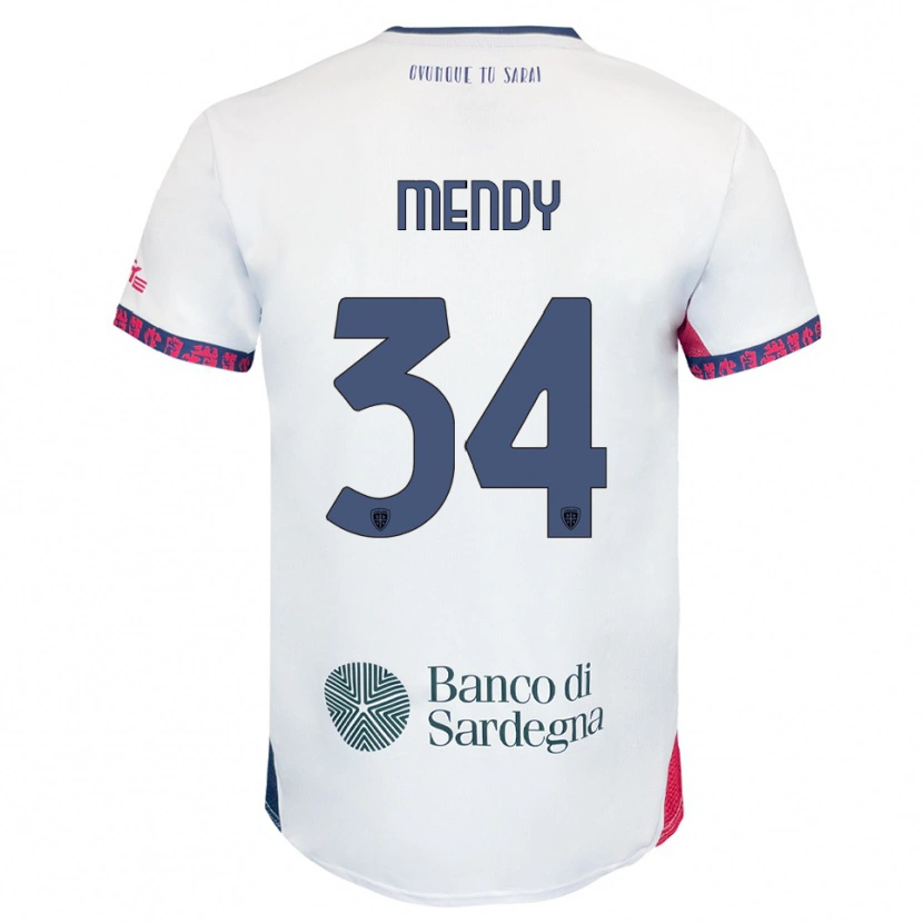 Danxen Mujer Camiseta Paul Mendy #34 Blanco Marino Rojo 2ª Equipación 2025/26 La Camisa México