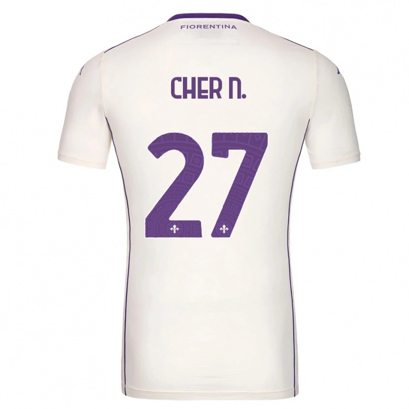 Danxen Mujer Camiseta Cher Ndour #27 Blanco Púrpura Rojo 2ª Equipación 2025/26 La Camisa México
