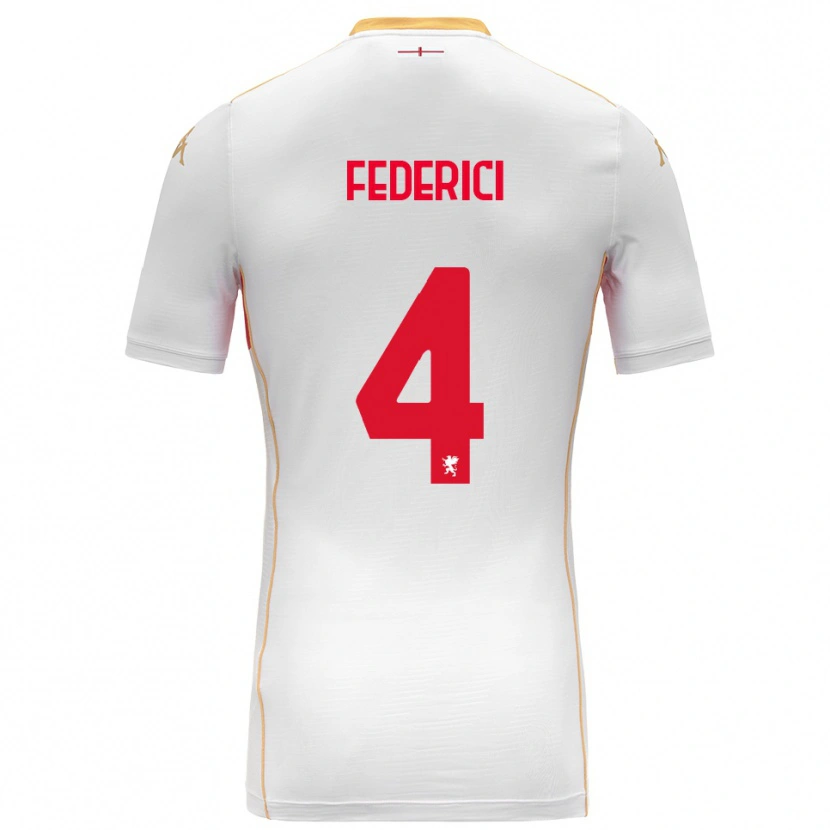 Danxen Mujer Camiseta Matteo Federici #4 Blanco Rojo 2ª Equipación 2025/26 La Camisa México