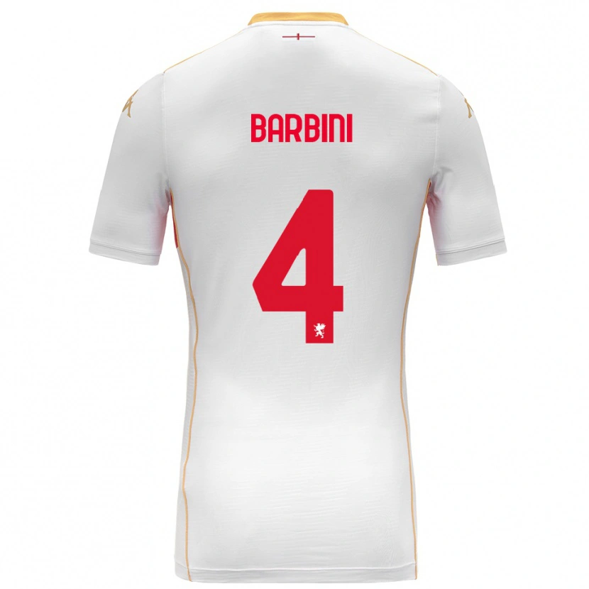 Danxen Mujer Camiseta Matteo Barbini #4 Blanco Rojo 2ª Equipación 2025/26 La Camisa México