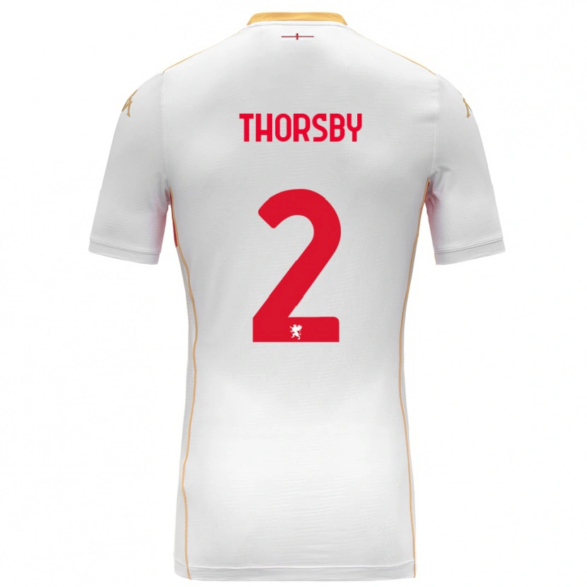 Danxen Mujer Camiseta Morten Thorsby #2 Blanco Rojo 2ª Equipación 2025/26 La Camisa México
